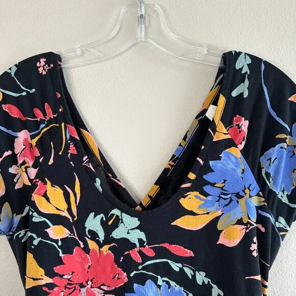 Pact Fit & Flare Crossback Maxi Dress in Black Floral, L - Picture 3 of 9